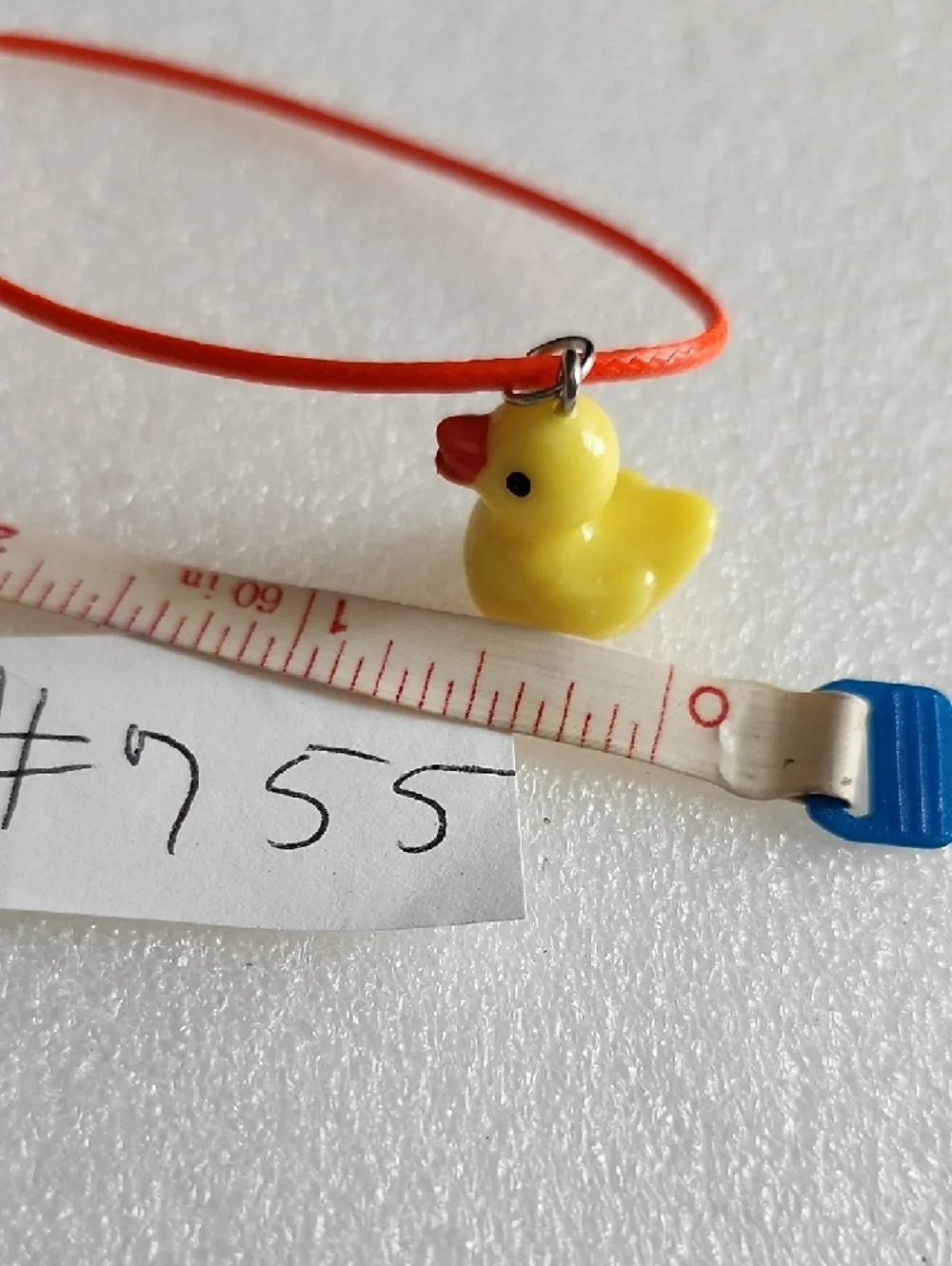 Playful Yellow Duck Charm Bracelet / Anklet on Neon Orange Cord